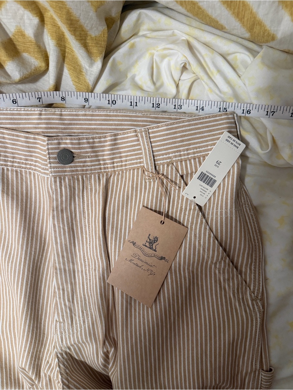 NEW DENIMIST teri wide leg carpenter pant in khaki railroad $365 - Picture 7 of 8